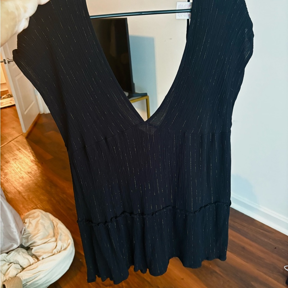 Xhilaration Blue Pleated Tiered Tank Top